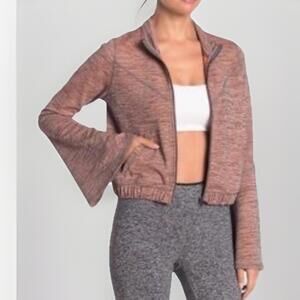 Free People Movement Sz Xs Off The Grid Running Jacket Bell Sleeve Orange Gray